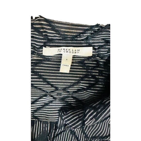 DEREK LAM 10 CROSBY Textured Ruffled Long Sleeve Asymmetrical Shirt Dress Size 4 - Picture 4 of 4